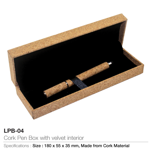 Cork Pen Box with Velvet Interior
