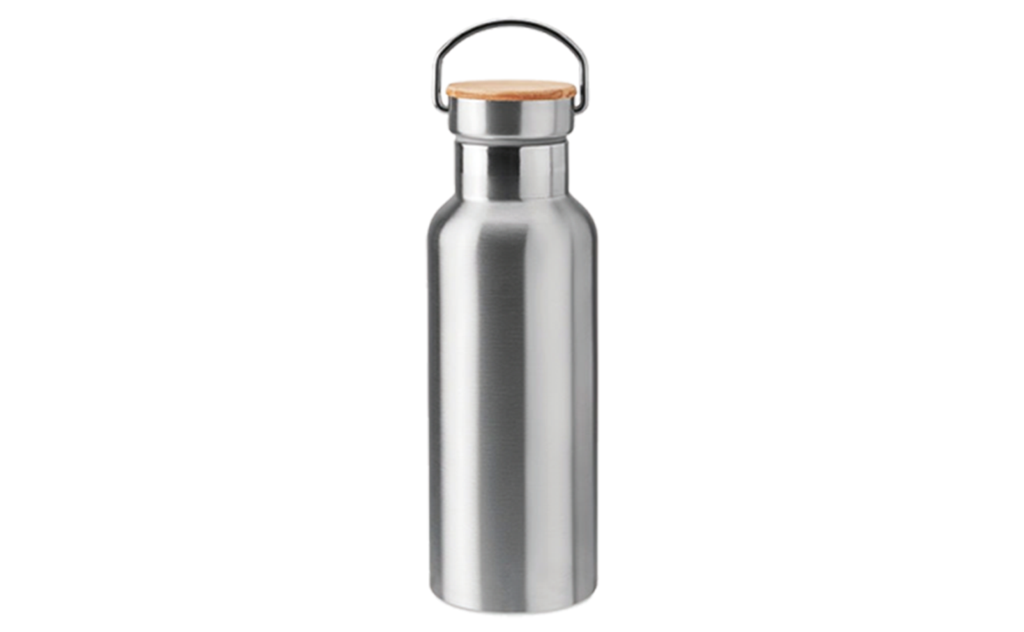 Stainess steel bamboo flask silver