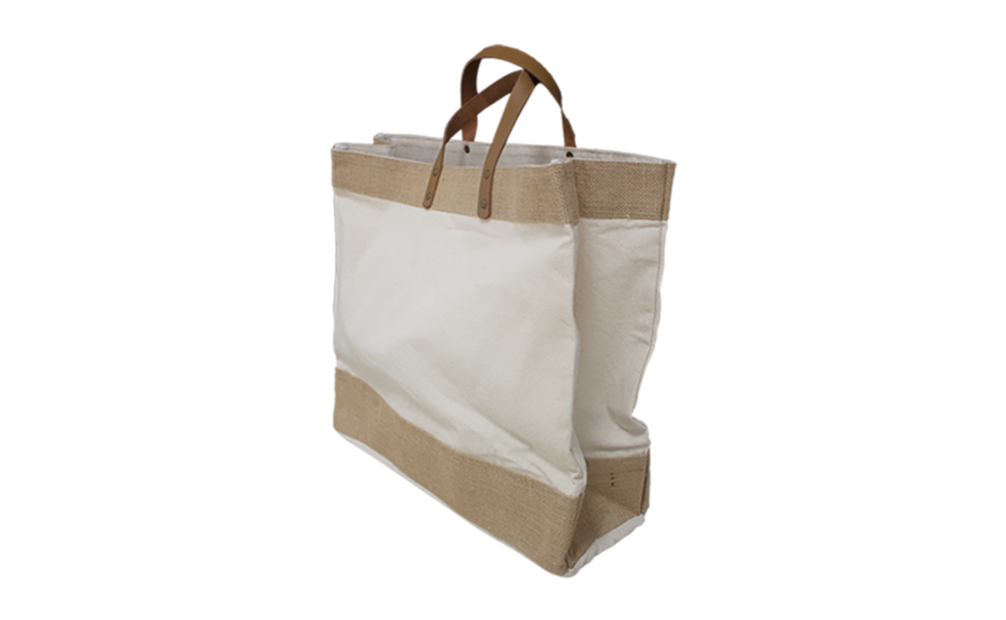 Canvas & Jute bag with Leather handle