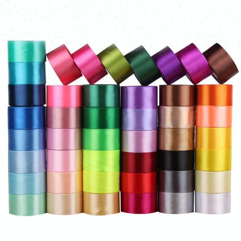 customized double face side 100% polyester rpet plain silk satin ribbon roll