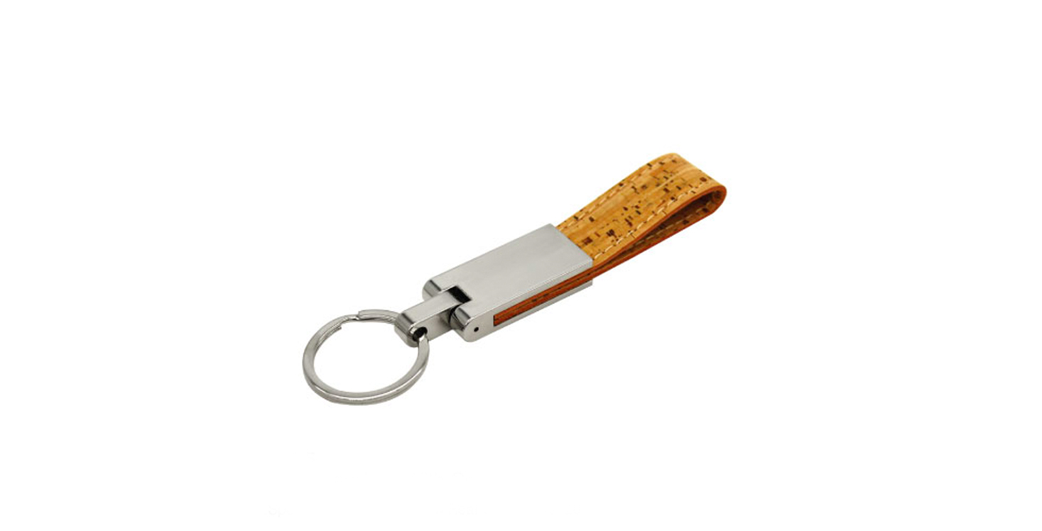 Promotional Metal Key Chain with Cork Strap