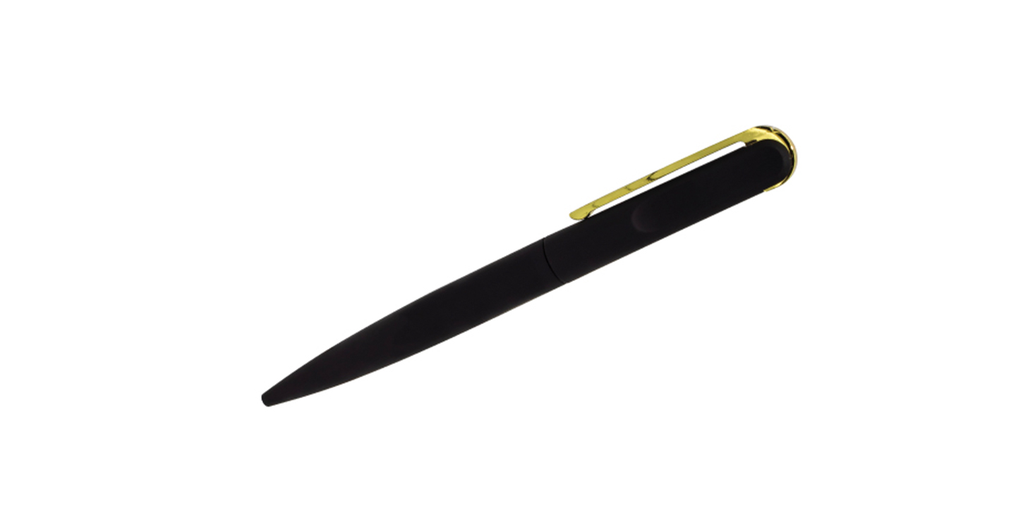 Rubberised Metal Pen with Gold Plated Clip