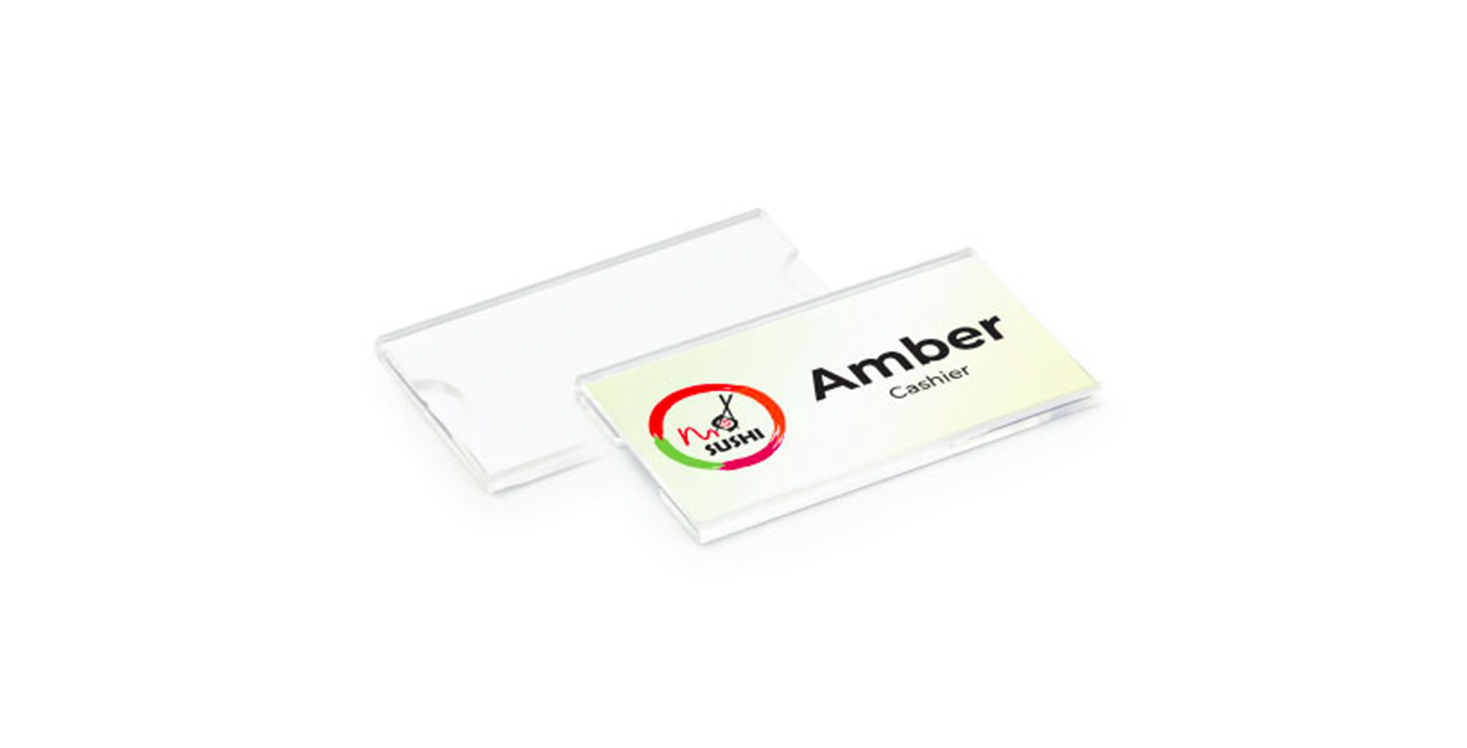 Reusable Insert Name Badges – Material: Acrylic Full Size: 75 x 40 mm